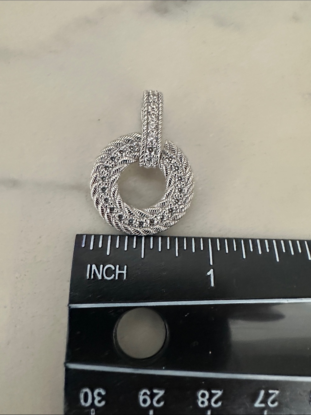 Judith Ripka Sterling Silver Textured Circle Pendant - Picture 10 of 10